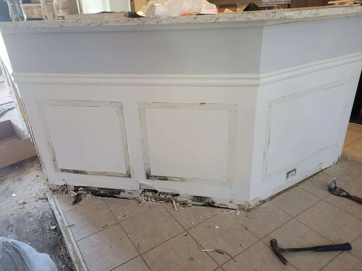 Water damage and mold on kitchen during Storm Damage Restoration in Chesterfield